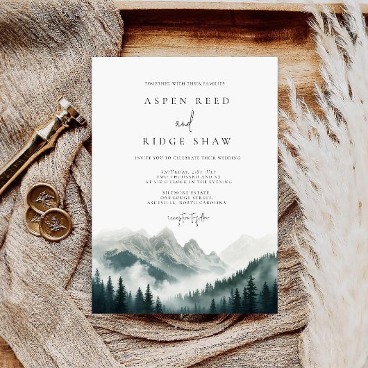 Verdant Peaks Misty Forest Invitation