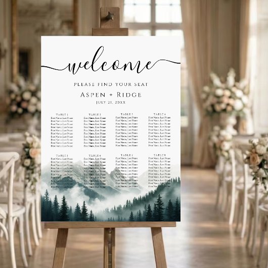 Verdant Peaks Misty Forest Seating Chart Poster