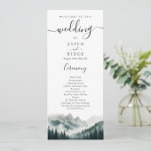 Verdant Peaks Mountain Wedding Program Programma (Staand voorkant)