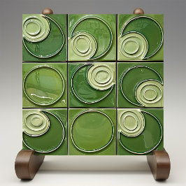 Verdant Swirl Faux Relief Keramische Tegel Tegeltje