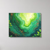 Verdant Veins – 24"x18" Jungle Flow Abstract Fluid Canvas Afdruk (Voorkant)