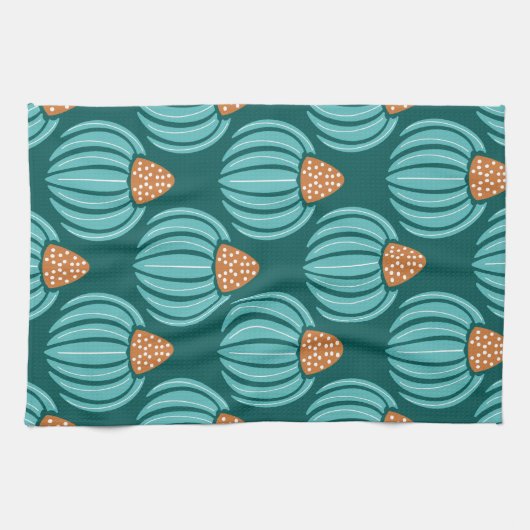 Verdant Whimsy Bud- Blauw Theedoek (Horizontaal)