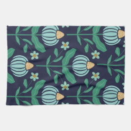 Verdant Whimsy Flower Blue keukenhanddoek