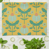 Verdant Whimsy Flowers Yellow Theedoek (Gevouwen)