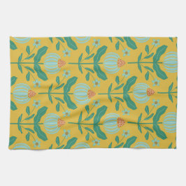 Verdant Whimsy Flowers Yellow Theedoek