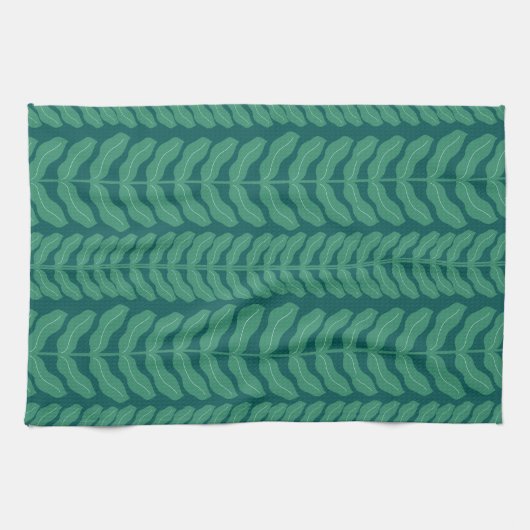 Verdant Whimsy Leaves - Blauw Theedoek (Horizontaal)