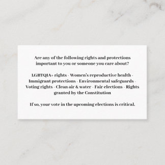 Verdedig de democratie - stem blauw visitekaartje