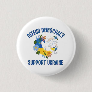 Verdedig Democatie Steun Oekraine Amerika Ronde Button 3,2 Cm