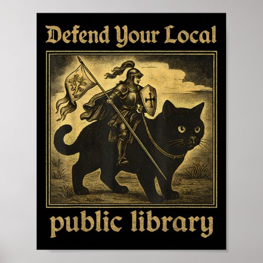Verdedig uw lokale openbare bibliotheek Cat Knight Poster (Voorkant)