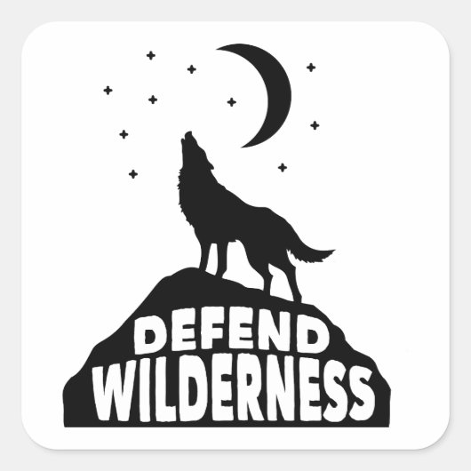 Verdedig Wilderness Wolf Moon Vierkante Sticker (Voorkant)