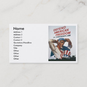Verdediging van het Amerikaanse Poster van de  Vri Visitekaartje