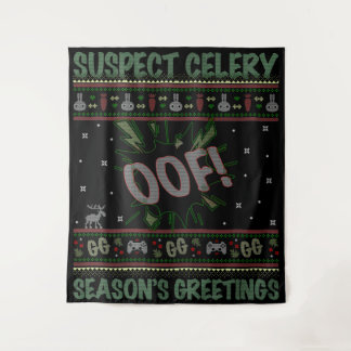 Verdenking op selderij™ Gamer Ugly KerstSweater Wandkleed