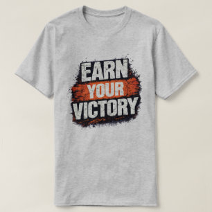 Verdien Je Overwinning Grunge Oranje Typografie T-shirt