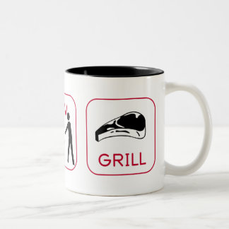 Verdien. Mow. Grill. Tweekleurige Koffiemok