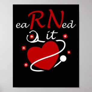 Verdiende it RN Verpleegkundig Afstuderen Stethosc Poster