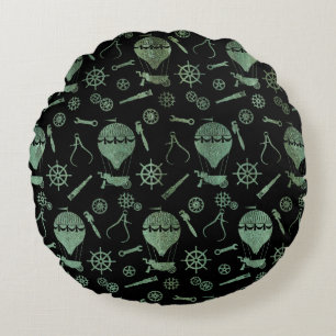 Verdigris Bronze Steampunk-ballonthema Rond Kussen