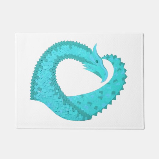 Verdigris hartdraak op wit deurmat (Voorkant)