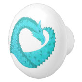 Verdigris hartdraak op wit keramische knop (Rechts)