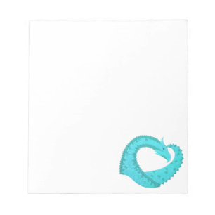 Verdigris hartdraak op wit notitieblok