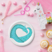 Verdigris hartdraak op wit papieren bordje (Feest)