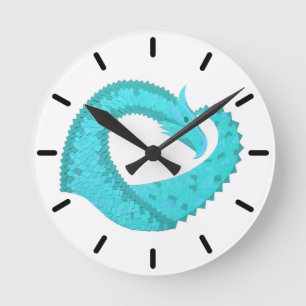 Verdigris hartdraak op wit ronde klok