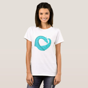 Verdigris hartdraak op wit t-shirt