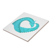 Verdigris hartdraak op wit tegeltje (Zijkant)