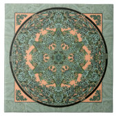 Verdigris Leaf Mandala Ceramic Tile Tegeltje (Voorkant)