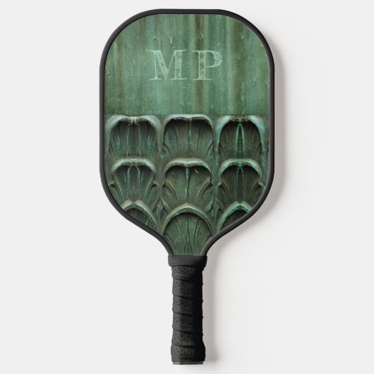 Verdigris Weathered Bronze Kijk Monogram Pickleball Paddle (Voorkant)
