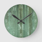 Verdigris Weathered Bronze Kijk Monogram Ronde Klok (Voorkant)