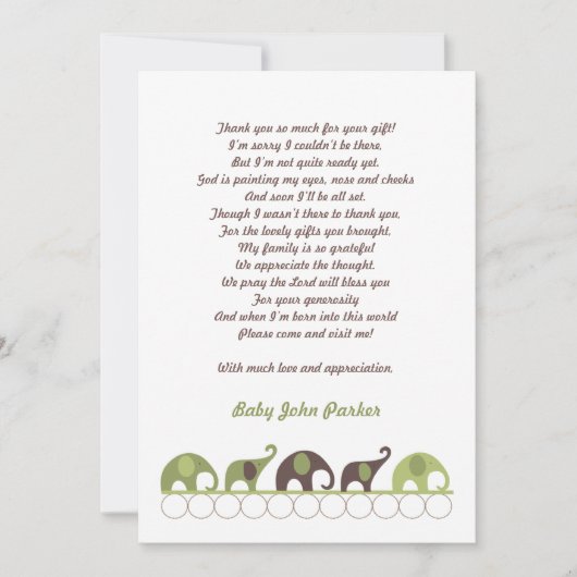 Verdissez et brunissez la note de Merci d'éléphant (Devant)