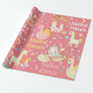 Verdoeken Zeemeermin Unicorn Dragon Whimsical Cadeaupapier