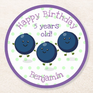 Verdomde illustratie van de cartoon van bosbessen ronde kartonnen onderzetter