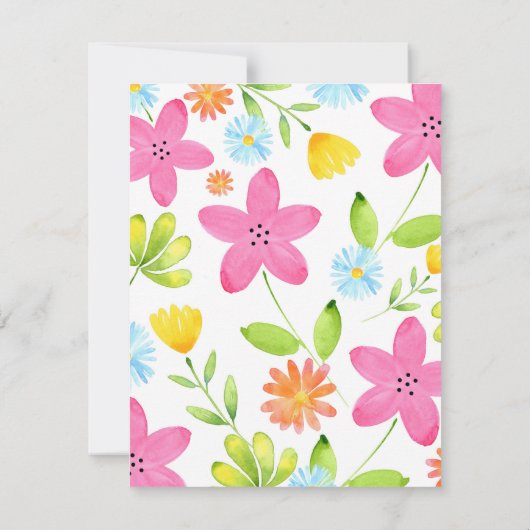 Verdomde Waterverf bloemen Kaart (Achterkant)