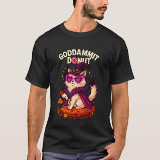 Verdomme Donut Heksen Diva Kat Grappig Halloween P T-shirt
