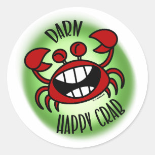 Verdorie, gelukkige krab! ronde sticker