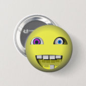 Verdraaid met gekke ogen ronde button 5,7 cm (Voorkant /achterkant)