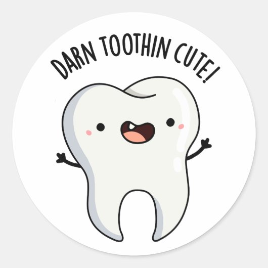 Verdraaid Tooth-in Leuke Grappige Tooth Pun Ronde Sticker (Voorkant)