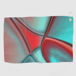 Verdraaide borden met convex edge red en turquoise golfhanddoek