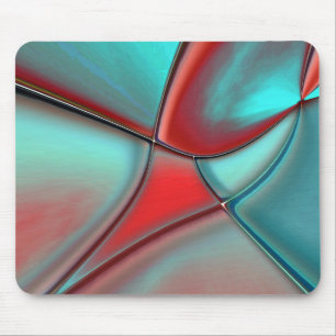 Verdraaide borden met convex edge red en turquoise muismat