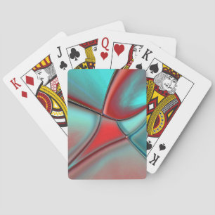 Verdraaide borden met convex edge red en turquoise pokerkaarten