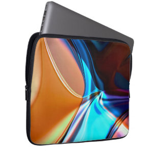 Verdraaide curven in geelblauw en acrylhoudend sin laptop sleeve