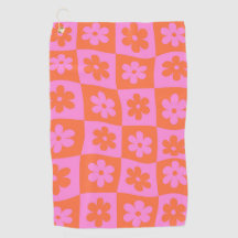 Verdraaide geblokte retro bloemen roze Sinaasappel