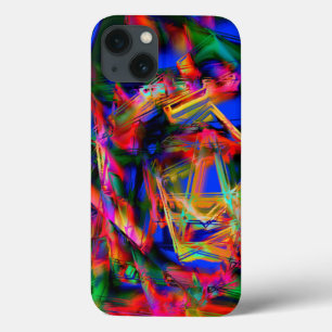 Verdraaide gekleurde vierkantjes met gekleurde "pe iPhone 13 hoesje