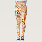 Verdraaide oranje lijnen die een zonken cirkel vor leggings (Voorkant)
