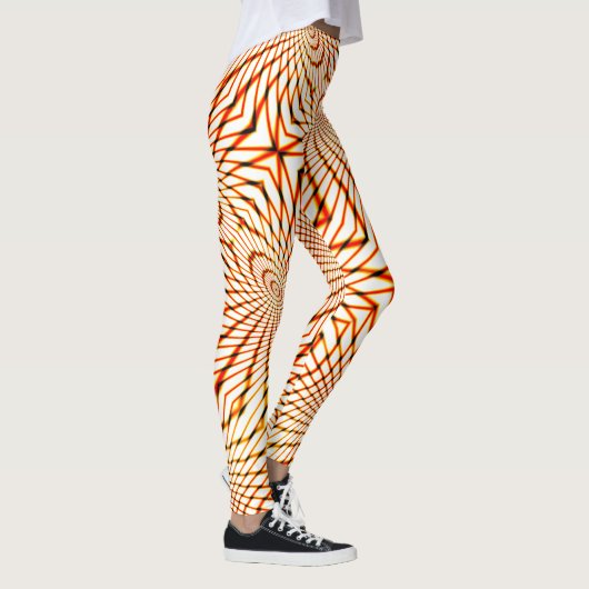 Verdraaide oranje lijnen die een zonken cirkel vor leggings (Rechts)