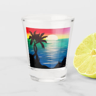 Verdraaide palmen Jamaicaanse zonsondergang Shot Glas