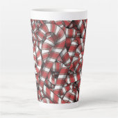 Verdraaide rode gestreepte Abstracte snoepstokken Latte Mok (Voorkant)