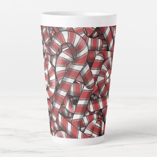 Verdraaide rode gestreepte Abstracte snoepstokken Latte Mok (Voorkant)