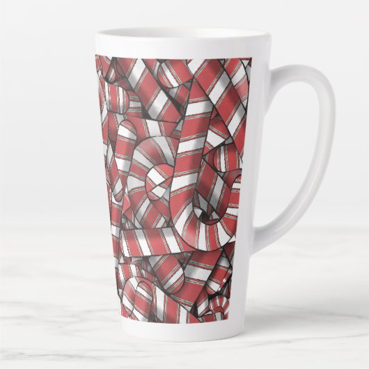 Verdraaide rode gestreepte Abstracte snoepstokken Latte Mok (Rechts)